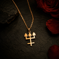 Colar de Tridente de Exu Dourado - Aço Inoxidável