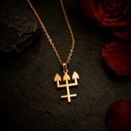 Colar de Tridente de Exu Dourado - Aço Inoxidável