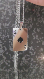 Conjunto de Colar e Pulseira Baralho de Cartas em Aço Inoxidável